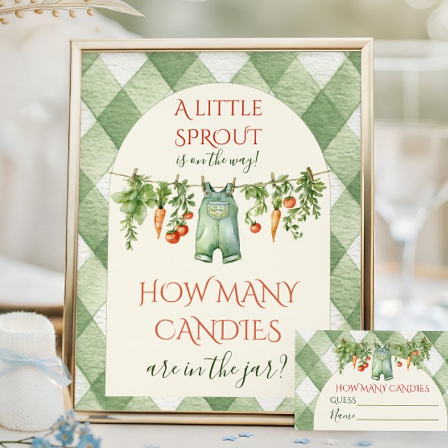 Rustic Neutral Sprout Baby Shower Candies Game Poster (Creator Uploaded)