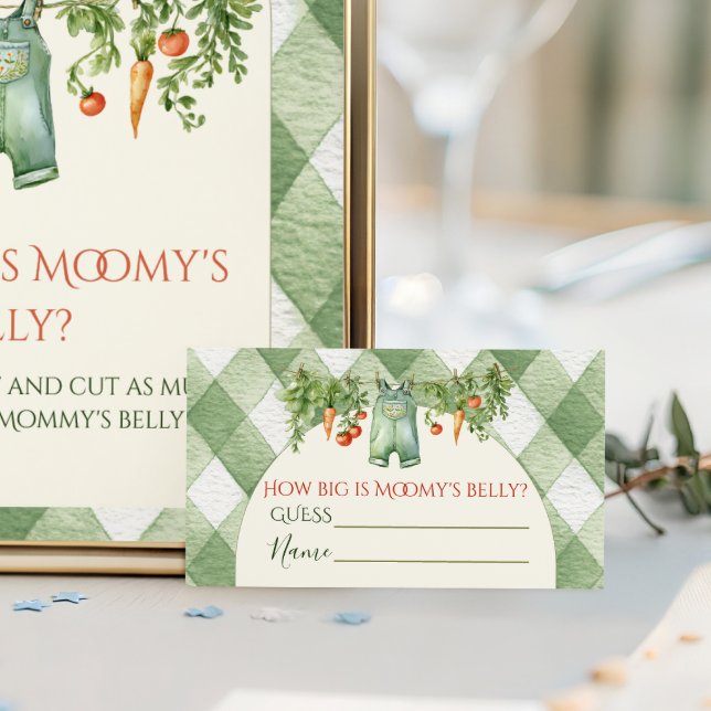 Rustic Neutral Sprout Baby Shower How Big Belly Enclosure Card (Creator Uploaded)