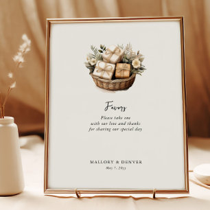 Rustic Neutral Vintage Wedding Favor Table Sign