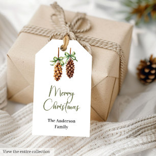 Rustic Neutral Watercolor Earthy Cozy Christmas Gift Tags
