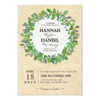 Rustic Neutral Wedding Wreath Custom Invitation