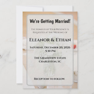 Rustic Neutral White Rose Burlap Mason Jar Wedding Invitation