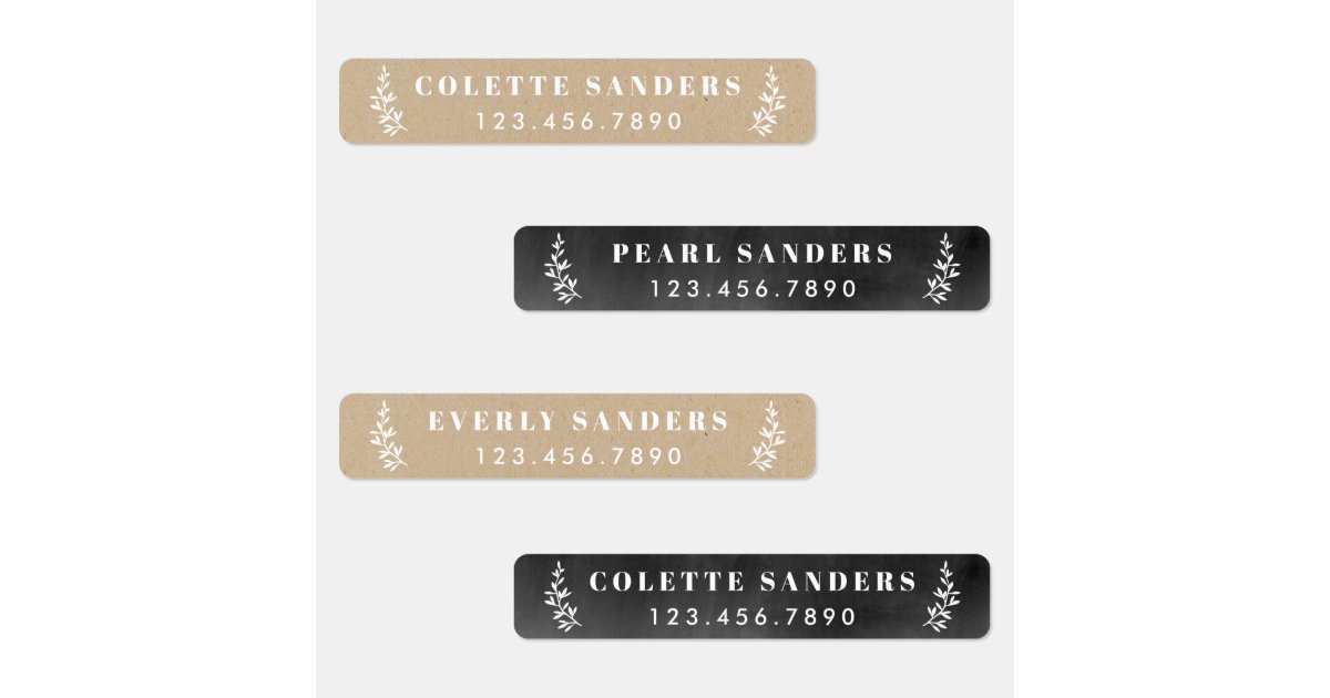 Rustic Name Label Rustic Neutrals Waterproof Name Labels | Zazzle