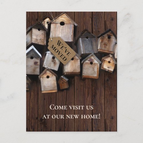 Rustic New Address Bird Houses Postcard