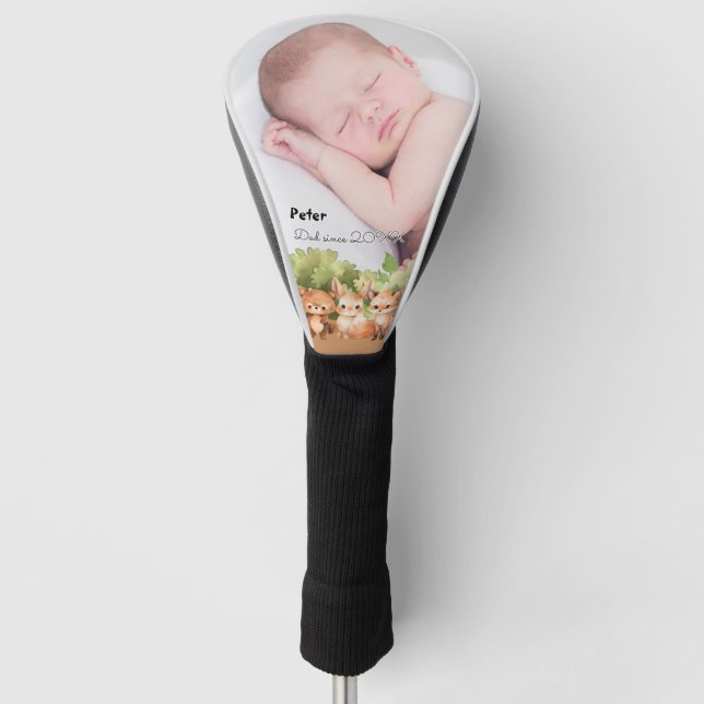 Rustic New Dad Baby Boy Golf Head Cover (Front)