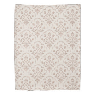 Rustic New Farmhouse Terracotta Floral Scallop Duvet Cover