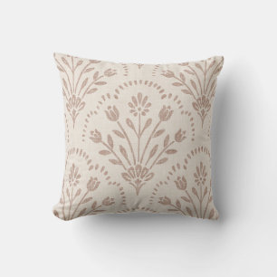 Rustic New Farmhouse Terracotta Floral Scallop Throw Pillow