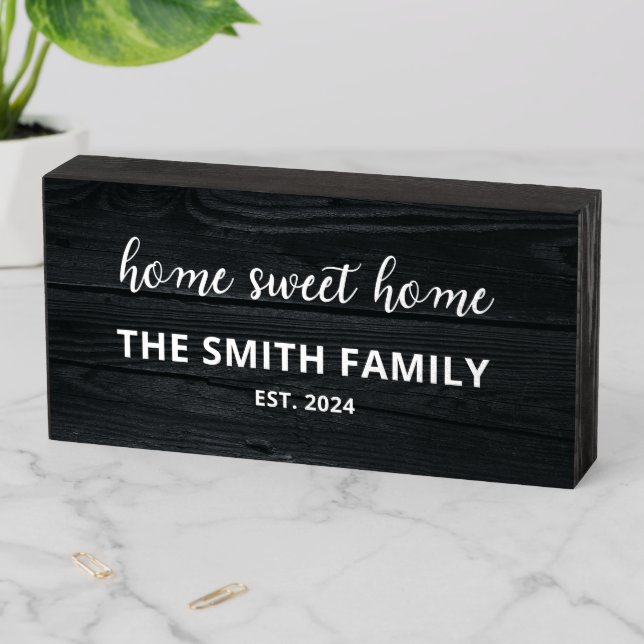 Rustic New Home Family Name Housewarming Gift Wooden Box Sign (In Situ Horizontal)