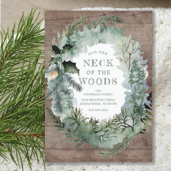 Rustic New Neck Of The Woods Pine Trees Moving Announcement by invitationstop at Zazzle