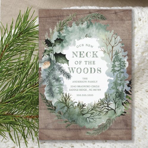 Rustic New Neck of the Woods Pine Trees Moving Announcement