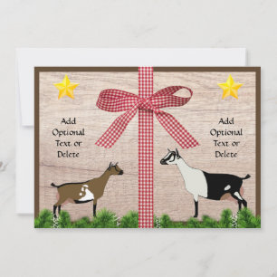 Rustic Nigerian and Alpine Goat Christmas Greeting Holiday Card
