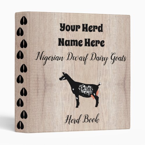 Rustic Nigerian Dwarf Dairy Goat Herd Book 3 Ring Binder