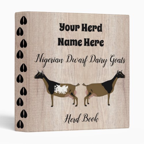 Rustic Nigerian Dwarf Dairy Goat Herd Book 3 Ring Binder