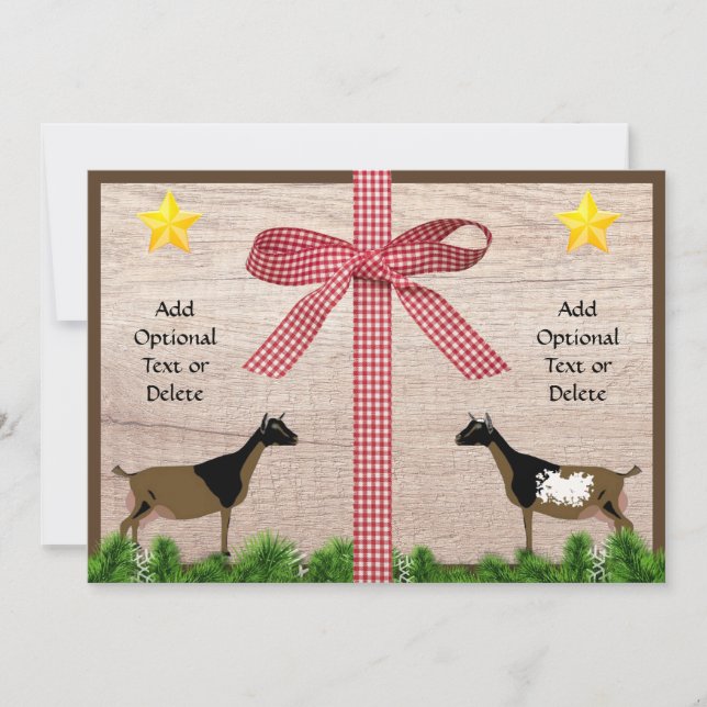 Rustic Nigerian Dwarf Goat Christmas Greeting Holiday Card (Front)