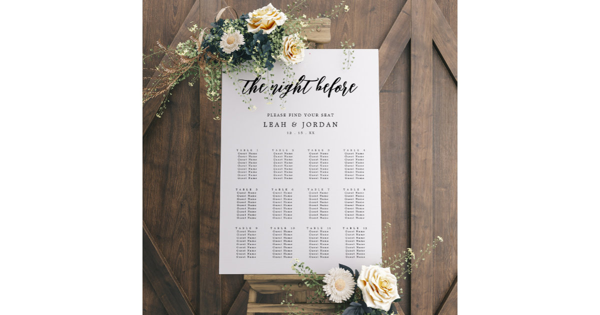 Rustic Night Before Rehearsal Dinner Seating Chart Foam Board Zazzle