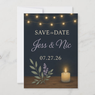 Rustic Night Glow Save the Date Card – Flat Card