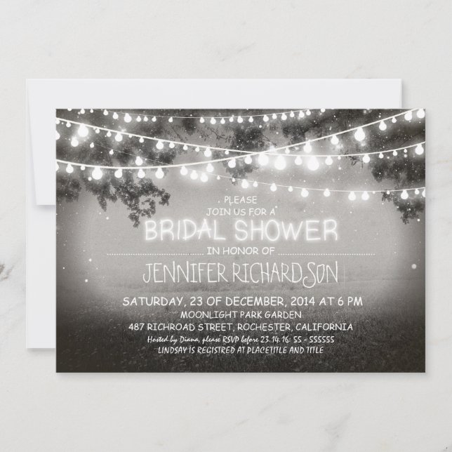 rustic night lights bridal shower invitations (Front)