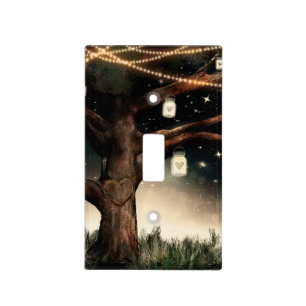 Rustic Night Tree with Lights & Mason Jars Light Switch Cover