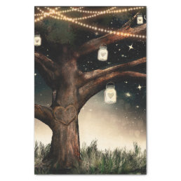Rustic Night Tree with Lights &amp; Mason Jars Wedding Tissue Paper