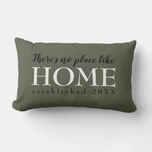 Rustic No Place Like Home Year Established Green Lumbar Pillow