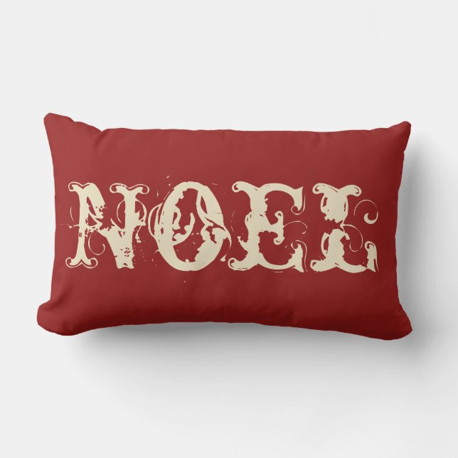 Rustic Noel Christmas Throw Pillow (Front)