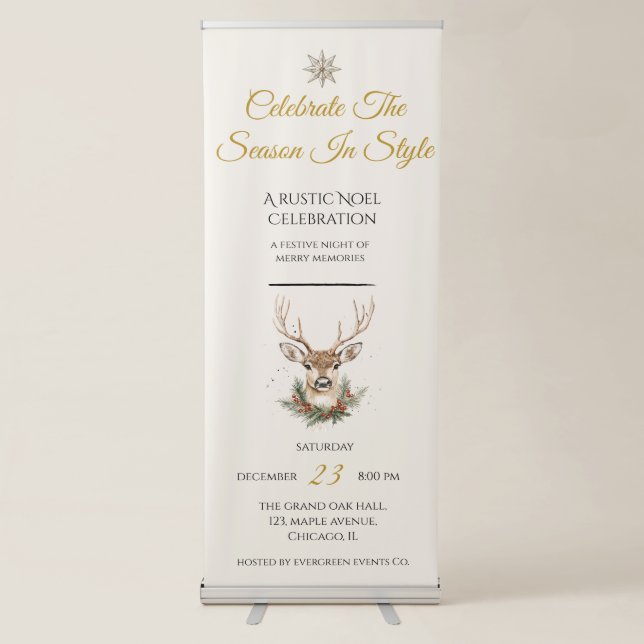 Rustic Noël Christmas Vertical Retractable Banner (Front)