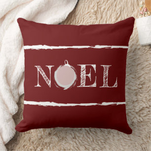 Rustic Noel Deep Red Holiday Throw Pillow