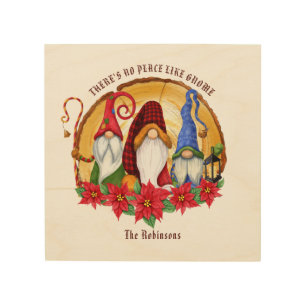 Rustic Nordic Christmas Gnomes Wood Wall Art