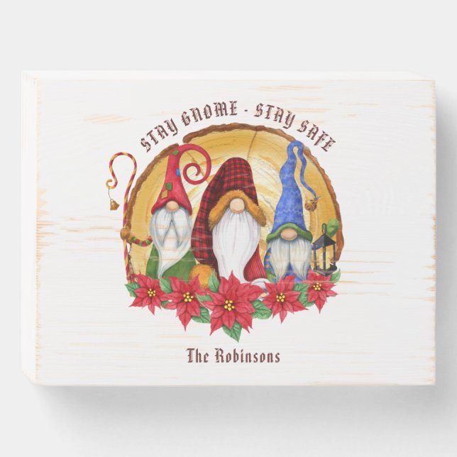 Rustic Nordic Christmas Gnomes Wooden Box Sign (Front Horizontal)
