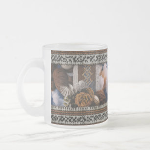 Rustic Nordic Knit Border Cozy Yarn Dream Frosted  Glass Coffee Mug