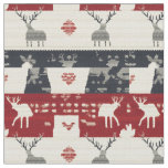 Rustic Nordic Reindeer &amp; Snowflake | Knit Pattern Fabric