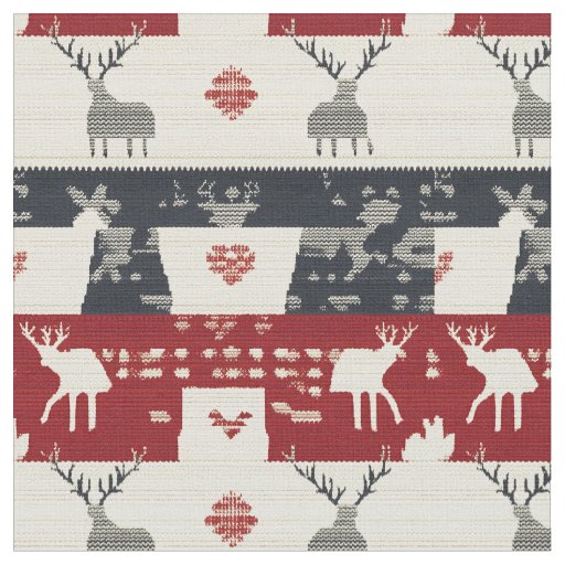Rustic Nordic Reindeer & Snowflake | Knit Pattern Fabric
