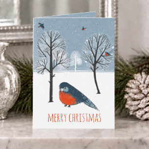 Rustic Nordic Western Bluebird Winter Holiday Card