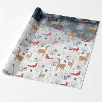 Rustic Nordic Winter Animals On A Snowy Mountain Wrapping Paper