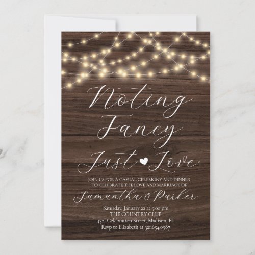 Rustic Nothing Fancy Just Love String Lights  Invitation