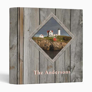 Rustic Nubble Lighthouse Family 3 Ring Binder