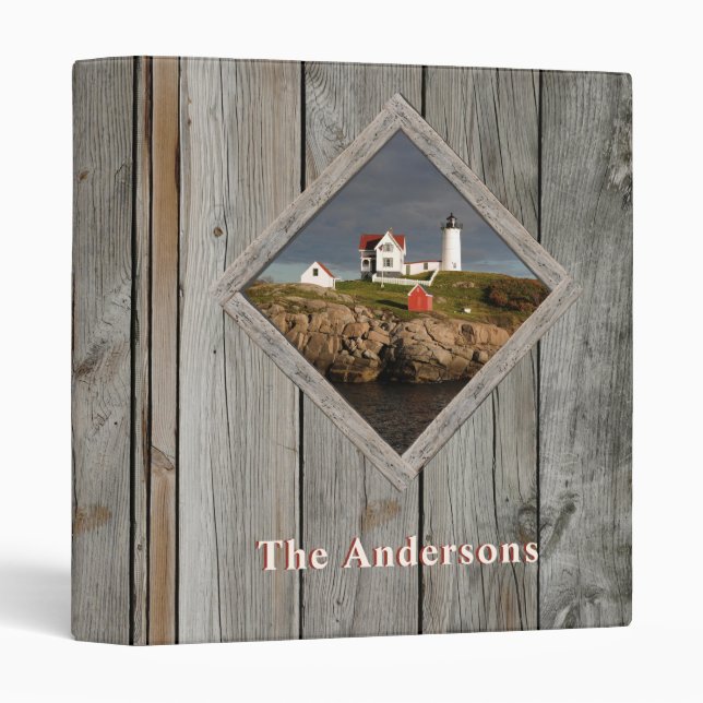 Rustic Nubble Lighthouse Family 3 Ring Binder (Front/Spine)