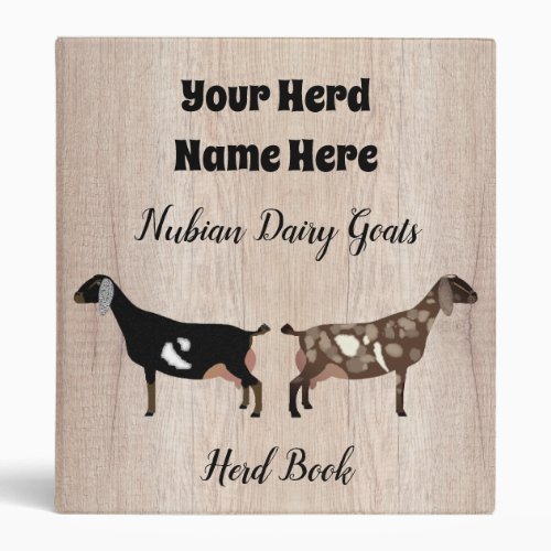 Rustic Nubian Dairy Goat Herd Book 3 Ring Binder