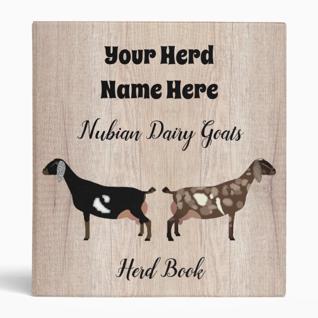 Rustic Nubian Dairy Goat Herd Book 3 Ring Binder (Front)