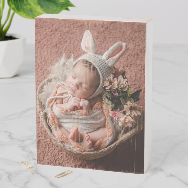 Rustic Nursery Newborn Baby Photo Wooden Box Sign (In Situ Vertical)
