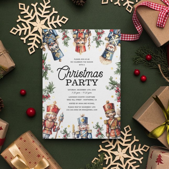 Rustic Nutcracker Christmas Holiday Party Foil Invitation (Creator Uploaded)