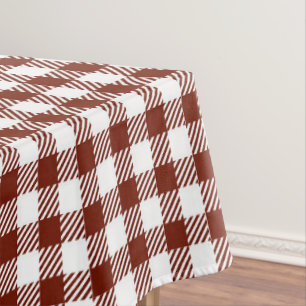 Rustic Nutmeg Brown Gingham Buffalo Plaid  Tablecloth
