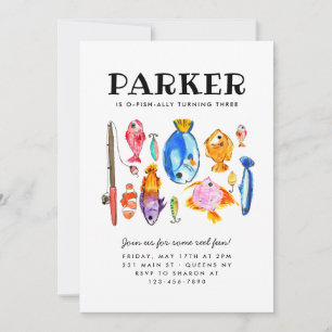 Rustic O-Fish-al Reel Fun Fish Fishing Birthday Invitation