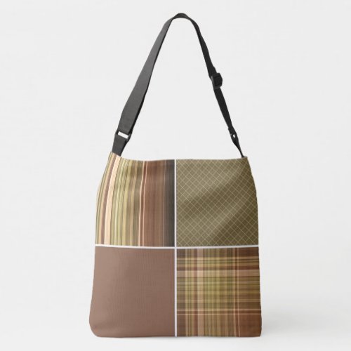 Rustic Oak Brown and Green Pattern Crossbody Bag
