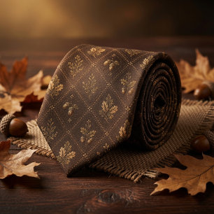 Rustic Oak Leaf & Acorn Neck Tie