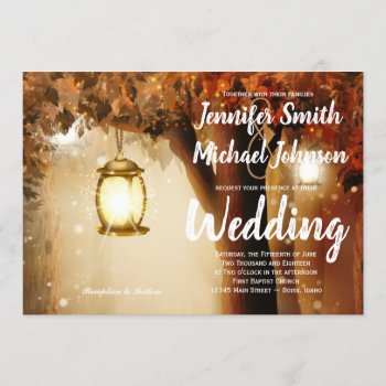 Rustic Oak Tree Autumn Leaves Fall Wedding Invites by CountryWeddings at Zazzle