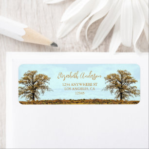 Rustic Oak Tree Autumn Wedding Return Address Label