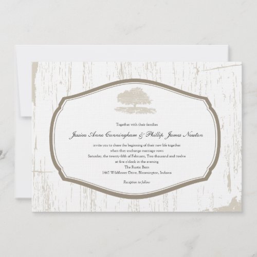 Rustic Oak Tree Barn Wedding Custom Announcements