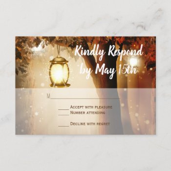 Rustic Oak Tree Fall Leaves Wedding Rsvp Cards by CountryWeddings at Zazzle