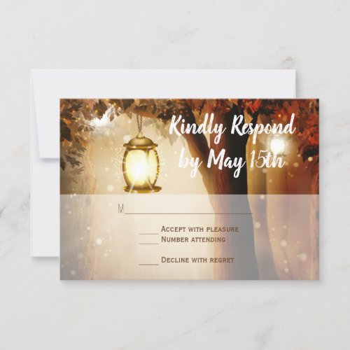 Rustic Oak Tree Fall Leaves Wedding RSVP Cards